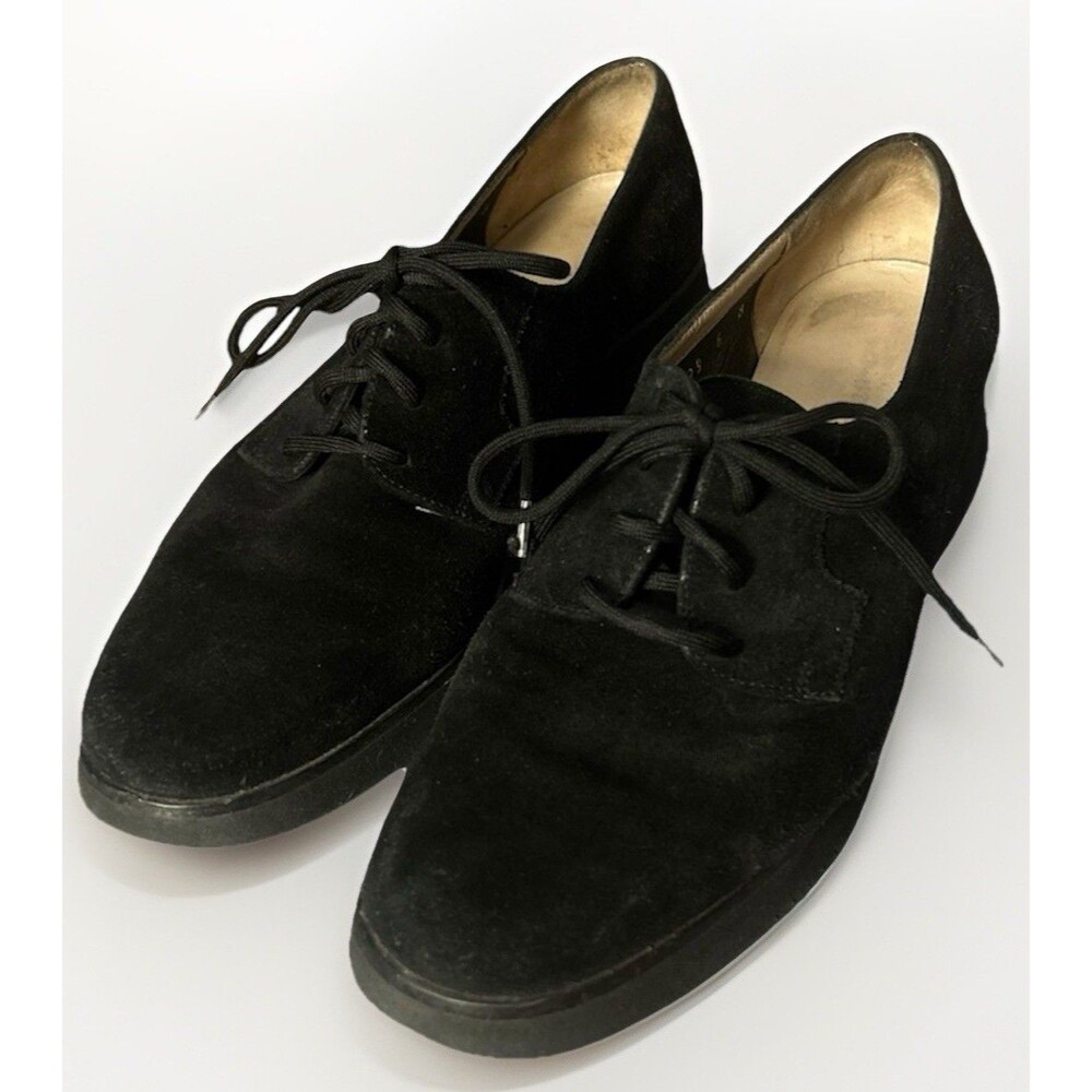 Salvatore Ferragamo Boutique Oxford Lace Up Black Suede Sz 6 B Made In Italy